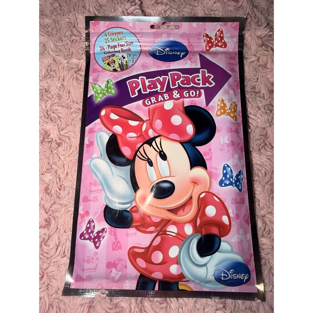 Disney Minnie Mouse Play Pack Grab & Go Activity Pink Color Sticker Fun Bows